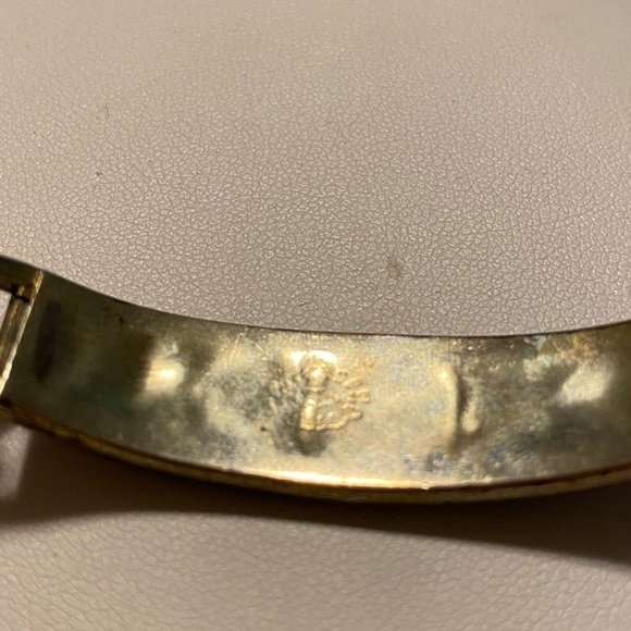 VTG Mexico Silver Floral Abalone Bangle Bracelet - Picture 5 of 5